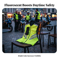 Reflective Motorcycle Vest 360° Reflectivity Luminous Yellow Safety Vest High Visibility Clothing Lightweight & Breathable