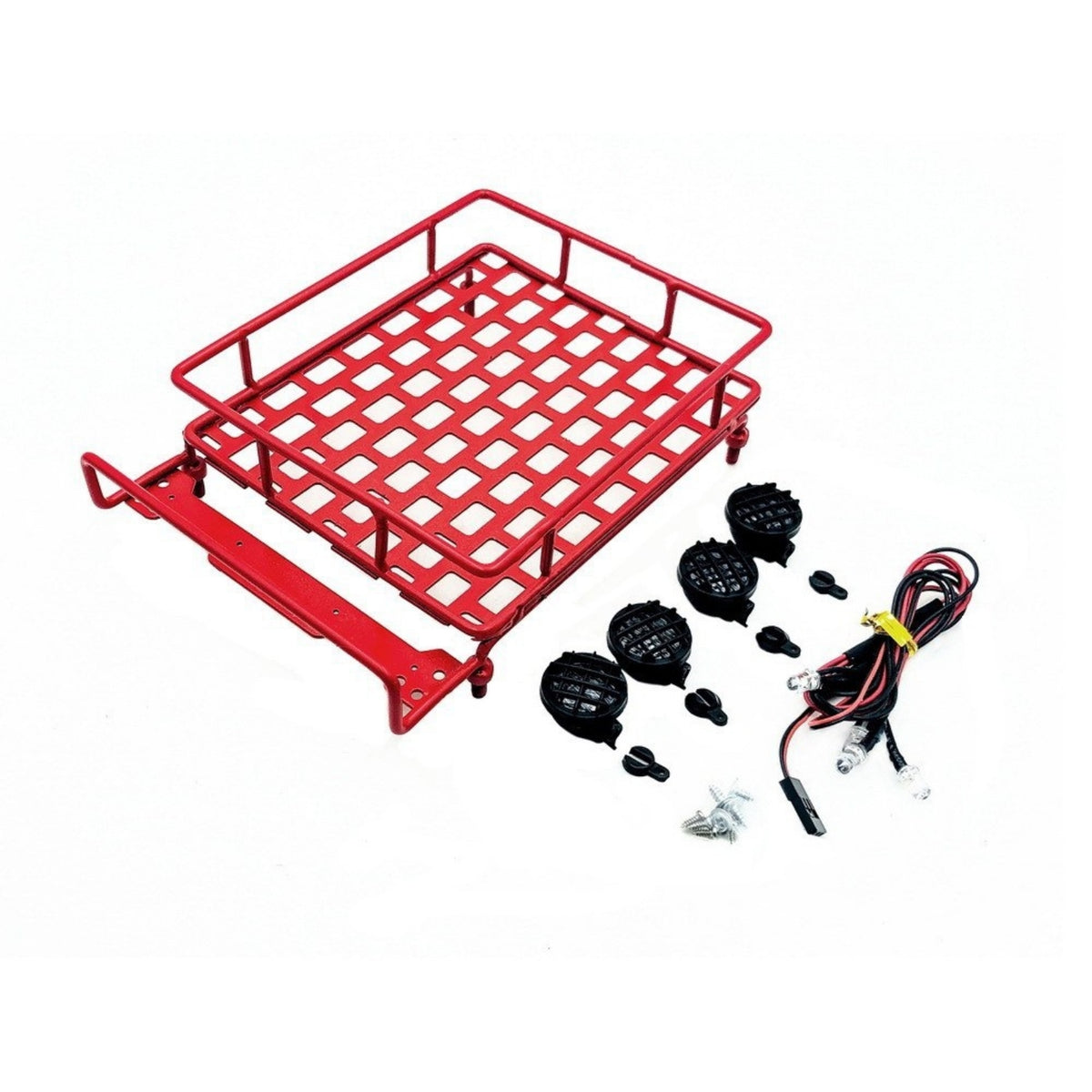 RC Roof Rack with Light Bar High Brightness Roof Rack Luggage Carrier Easy to Install Model Cargo Basket for Hobbyists