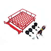 RC Roof Rack with Light Bar High Brightness Roof Rack Luggage Carrier Easy to Install Model Cargo Basket for Hobbyists