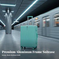 Lightweight Design Aluminum Frame Carry-on Suitcase Sturdy Corner Protectors Aluminum Frame Travel Case Scratch Resistant for Women, Adults