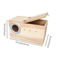 Wooden Breeding Box with Lid Hinged Bird Nesting House with Perch Enclosed Bird House for Parakeets