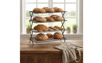 Multi-Tier Cooling Rack Non Coating Foldable Cooking Rack Space-Saving Stackable Pastry Shelf for Home Cooks, Camping, Bakery, Outdoor Barbecue
