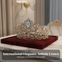 Baroque Pageant Crown Elegant Design Adjustable Queen Crown Sparkling Bridal Headpiece Luxury Look Full Circle Crystal Tiara