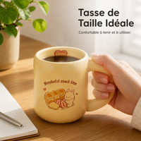 Cute Cartoon Rabbit Ceramic Mug with Lid and Spoon for Coffee and Breakfast