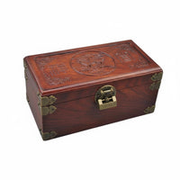Solid Wood Wooden Jewelry Box With Lock Lockable Keepsake Box Decorative Carved Storage Chest for Bedroom