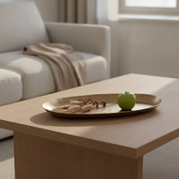 Hammered Metal Tray Irregular Oval Decorative Tray Sculptural Platter for Tabletop Styling, Coffee Table, Entryway Console