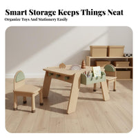 Kids Table and 2 Chairs Set Multi-Functional Kids Wooden Table and Chair Set Rounded Edges Young Child Study Desk with 2 Chairs for Kindergarten