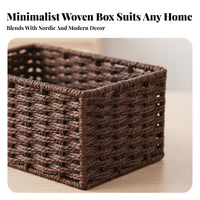 Woven Rectangular Box Multi-Purpose Organizing Basket Handmade for Homemakers