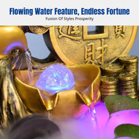 Feng Shui Water Wheel Money Tree, Resin Circulating Water Fortune Basin Desktop Decor for Office, Home, Good Luck Ornament