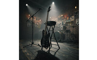 Combination Guitar Stand and Stool Foldable Design Guitar Stool with Stand Stable Metal Frame Musical Instrument Accessory for Practice Sittings
