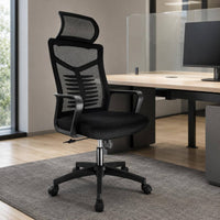 Mesh Office Chair Padded Seat Ergonomic High Back Chair Matte Black Workspace Seating for Students