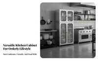 Rust Resistant Stainless Steel Pantry Cupboard Multifunctional Freestanding Steel Cupboard Easy to Clean Freestanding Kitchen Cabinet Waterproof for Homeowners, Families, Renters, Dining Room, Office, Garage, Bathroom