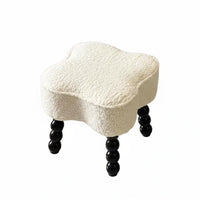 Cream and aesthetic CumulusShaped Ottoman rustic elegance artistic Padded Footstool robust Wood Legs Low Stool Soft Texture for Design lovers, Office Workers, Living Room, Entryway, Homestay, Bedroom