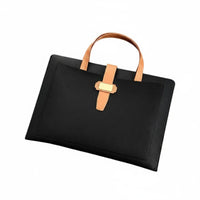 Hand Carry A4 Document Bag Large Capacity Leather File Bag Wear-Resistant Portable Contract Folder 2 Pockets for Professionals, Business People, Travel
