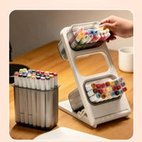 Slanted Desktop Pen Holder Tilted Slanted Pen Holder Foldable Desk Organizer Space-Saving Stationery Storage Organizer