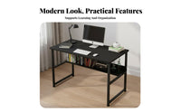 Space Saving Design Simple Writing Desk Easy To Assemble Home Office Study Desk Sturdy and Long-Lasting Metal Frame Study Table Modern Design for Students, Renters, Professionals, Bedroom, Dorm Room