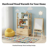clean contemporary Design Freestanding Shelf with Drawers Multi-Functional 6-Tier Shelving Tower with Drawers Large Capacity shelving unit for Children, Book Lovers, Apartment Dwellers, Living Room, Home Office, Bedroom, Hallway