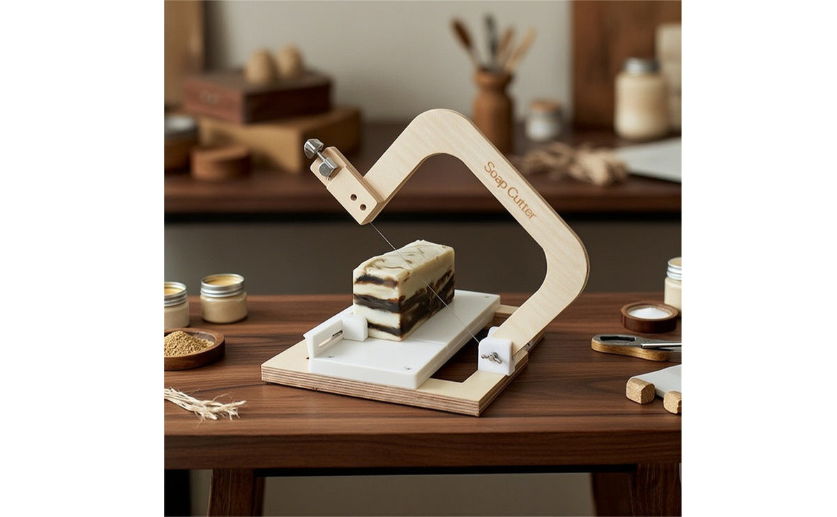 Wire Soap Cutter Non-Slip Soap Cutting Tool with Wooden Base Heavy-Duty for Home Workshops