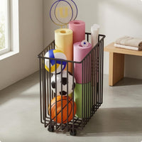 uncoveredGrid Storage Basket on Casters Ventilated Rolling Storage Basket Freestanding Organizer