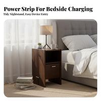 Space-Saving Narrow Bedside Cabinet Modern Design Nightstand Drawer and Shelf Storage Bedroom Furnishing Sturdy Construction for Apartment Dwellers, Homeowners, Students, Small Spaces, Dorm Room, Office
