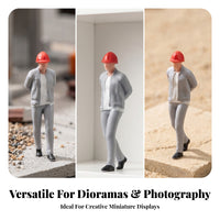 Molded 1:64 Scale Worker Figurine Handmade Standing Construction Figure 3D Printed Mini People Statue Painted for Model Hobbyists, Scene
