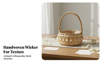 Handmade Wedding Flower Girl Basket Elegant Design Flower Girl Basket Lightweight Raised Bottom for Brides