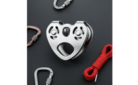 Double Axle Pulley Bearing Wheel Stainless Steel Pulley Heavy Duty Outdoor Gear for Climbers