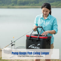 Portable Fishing Bucket, Integrated Fish Box with Pump, Thickened, Waterproof, Handheld, Outdoor Angling