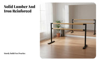 Freestanding Double Barre Stable Double Ballet Bar Anti-Slip Base Freestanding Dance Barre for Dancers, Ballerinas, Gym