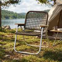 Folding Lounge Chair Low-Profile Folding Rope Chair Travel-Friendly Furniture for  , Backyard, Camping