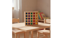 Wooden Block Board with Acrylic Blocks Translucent Wooden Blocks with Acrylic Pieces Faceted Block Board for Young Children, Classroom