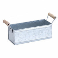 Wood Handle Planter Multiuse Rustic Metal Planter Box Indoor Outdoor Use Vintage Flower Container for Windowsill