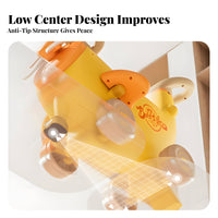 Anti-Tip Banana Airplane Rideable Foldable Footrests Music Rideable Toy Built-in Storage Kids Vehicle Push Handle for Toddlers, Children