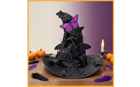 DIY Witch Hat with Butterflies Gothic Crumpled Witch Hat Satin Witches Cap Spooky for Cosplayers, Costume Parties, Photo Shoots