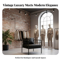2-Seater Metal Frame Couch Light Luxury Design Two-Seater Metal Frame Settee Vintage aesthetic Small Sofa for partners, Homeowners, Boutique, Office Lounge