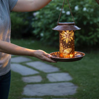 Solar birds Feeder lighting Solar Powered Waterproof Decorative Projection Lantern for Yard, Patio