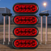 4 Pieces Oval LED Trailer Light Black Housing Red LED Trailer Light Wiring Leads