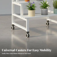 Mobile with casters 2-Tier Rolling Planter Rack Tiered Design 2-Tier Planter Holder Freestanding Plant Stand Multi-Functional for Gardeners, Homeowners, Balcony, Living Room, Garden, Corner Space
