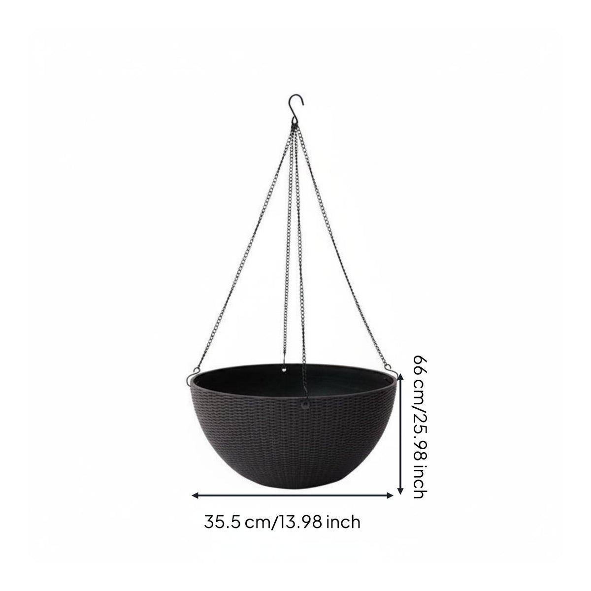 Long-Lasting Resin Woven Hanging Flower Pot Lightweight Rattan Design Hanging Planter Weather Resistant Gardening Supply for Balcony, Porch, Garden, Outdoor