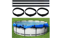 6 Pieces Adjustable Pool Cover Fastening Strap Nylon Pool Cover Strap Kit with Buckles Hook-and-Loop Secure