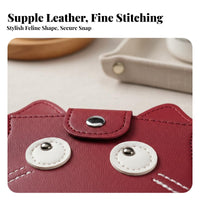 Cat Change Purse PU Leather Feline Card Holder Compact Size Small Cat Wallet for Women, Students, Daily Use, Shopping, Handbag Organization