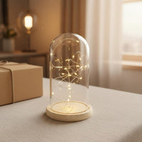 Glass Dome with Wooden Base High Crystal Clearness Clear Cloche Display Glass Dome Display Case Modern Minimalist Design