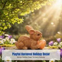 Resin Bunny Oval Holder, Easter & Halloween Garden Decor, Cute Home Party Decoration