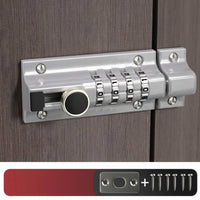 Metal Combination Latch Lock Silver Finish 4 Digit Latch Lock Rectangular Faceplate Keyless Slide Bolt Turn Knob