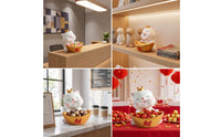 Cute Cat Candy Bowl Smiling Cat Figurine with Tray Decorative Dish Auspicious for Homeowners, Entryway, Living Room, Reception Desk
