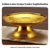Alloy-Like Finish Lotus Flower Offering Plate Traditional Design Lotus Offering Plate Decorative for Buddhists, Worshippers, Decoration