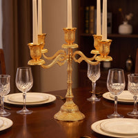Metal 5-Arm Candelabra Classical Candelabra Reflective Candelabrum with Five Arms Luxurious for Home Decorators