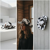 Wide Brim Cowboy Hat with Metal Studs Studded Cowboy Hat with Studs Headwear Timeless for Rodeo, Costume Party