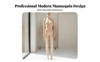 Adjustable Head Full Body Mannequin Easy to Assemble Female Mannequin Stable Glass Base Clothing Display Model Long-Lasting for Boutique Owners, Fashion Designers, Wedding Dress Shops, Boutiques, Exhibitions, Holiday Displays