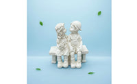 Resin Craft Kissing Kids Statue Weatherproof Initial Kiss Sculpture Weather Resistant for Couples, Patio, Desktop, Bookshelf